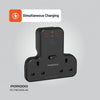 Porodo Multi-Port Wall Socket - 45W - Black
